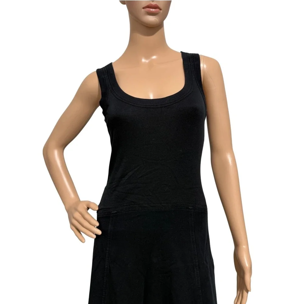 Marc Cain Sports Black Midi Dress Sleeveless Mesh Back Fit & Flare
